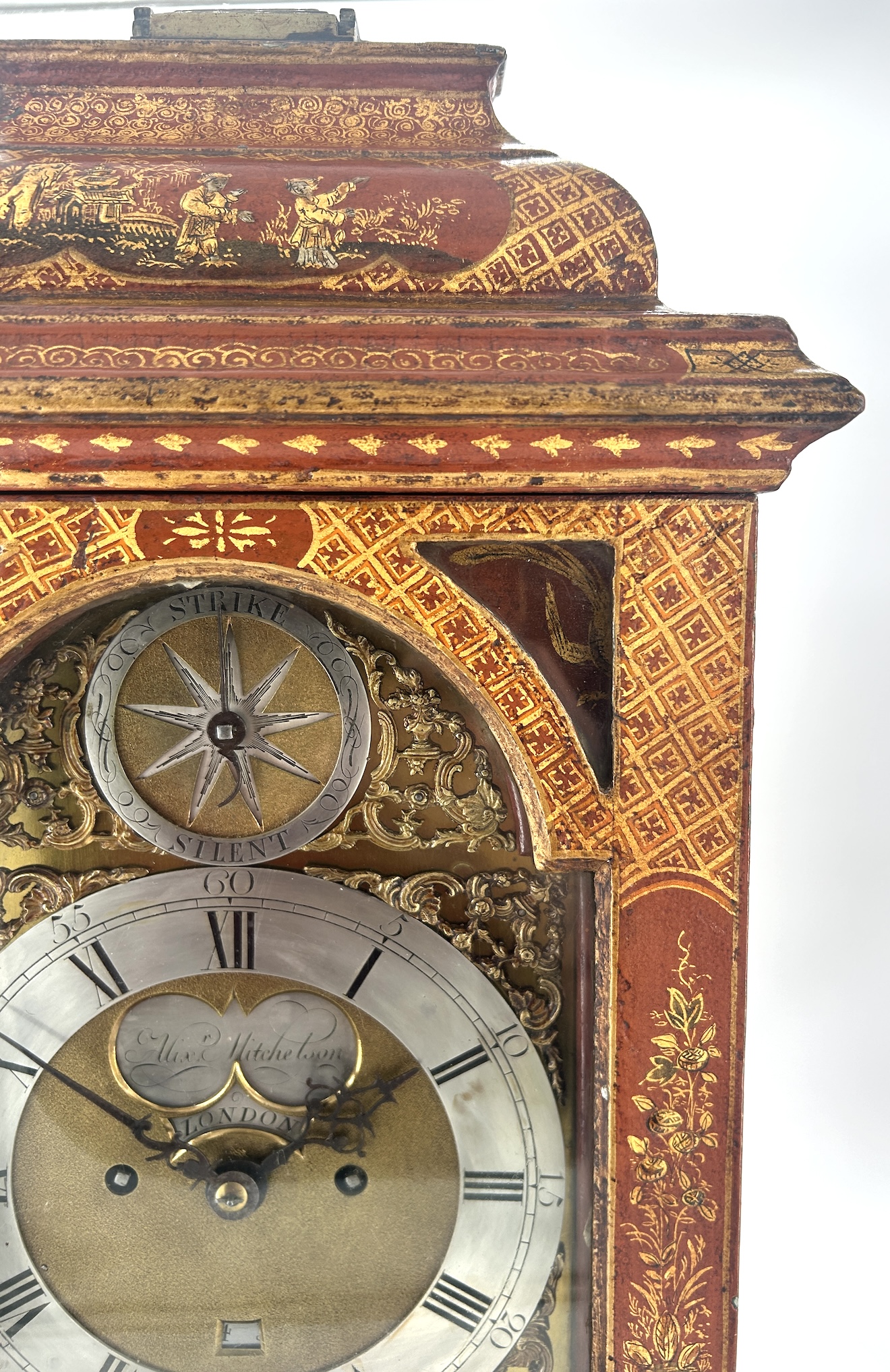 Outstanding Red Chinoiserie English Verge Twin Fusee Bracket Clock – Ca 1760 - Image 5